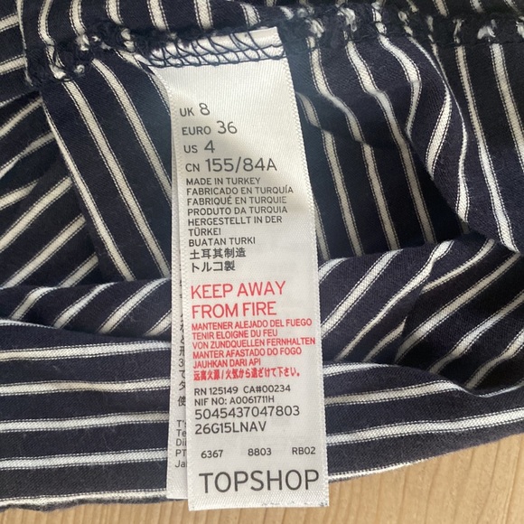 Topshop 3/4 lengths sleeve navy striped shirt - Picture 4 of 4